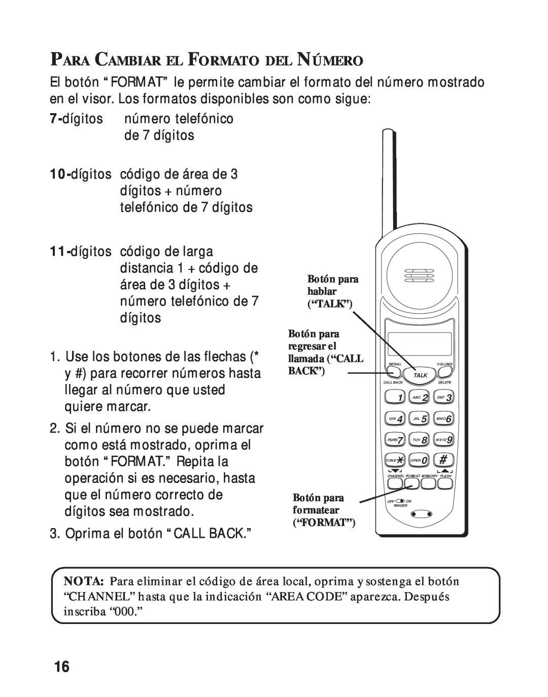 RCA 26730 manual Para Cambiar El Formato Del Número 