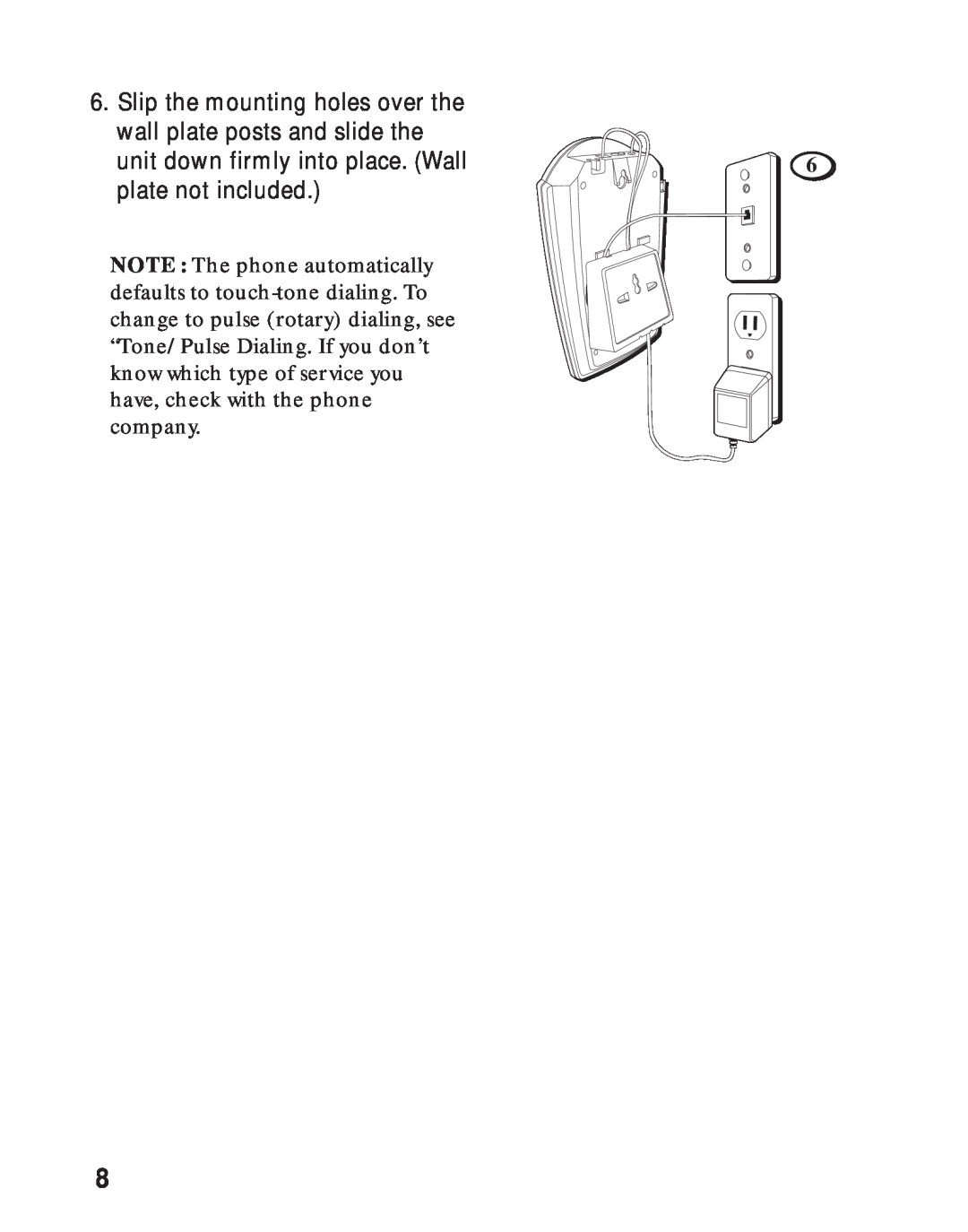 RCA 26730 manual Slip the mounting holes over the wall plate posts and slide the, unit down firmly into place. Wall 