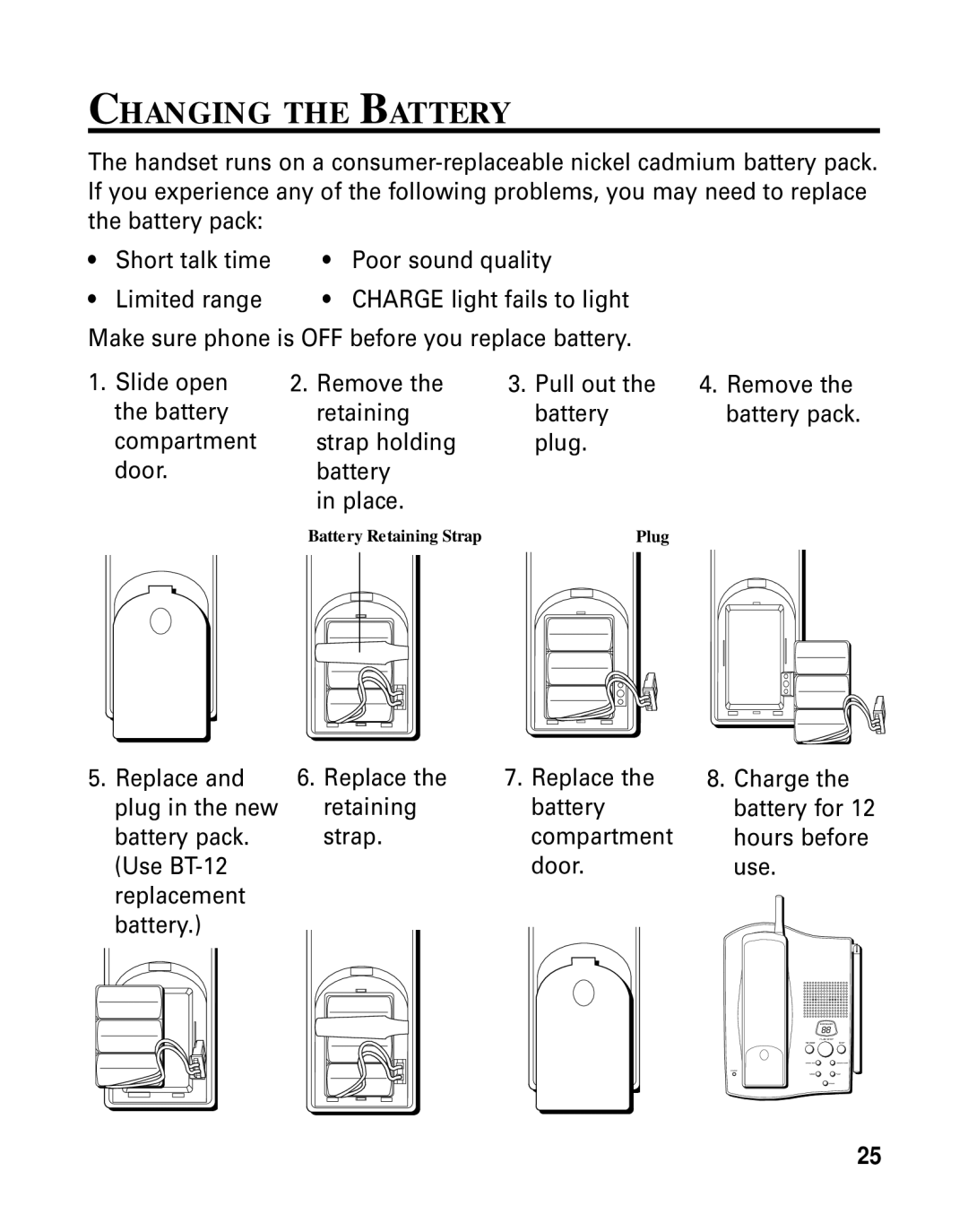 RCA 26790 manual Changing the Battery 