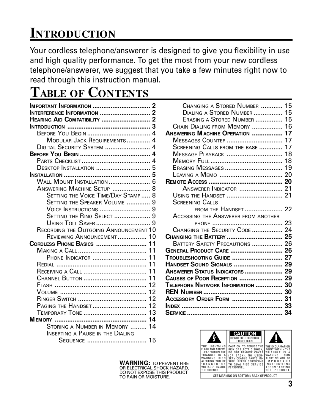 RCA 26790 manual Introduction Table of Contents 