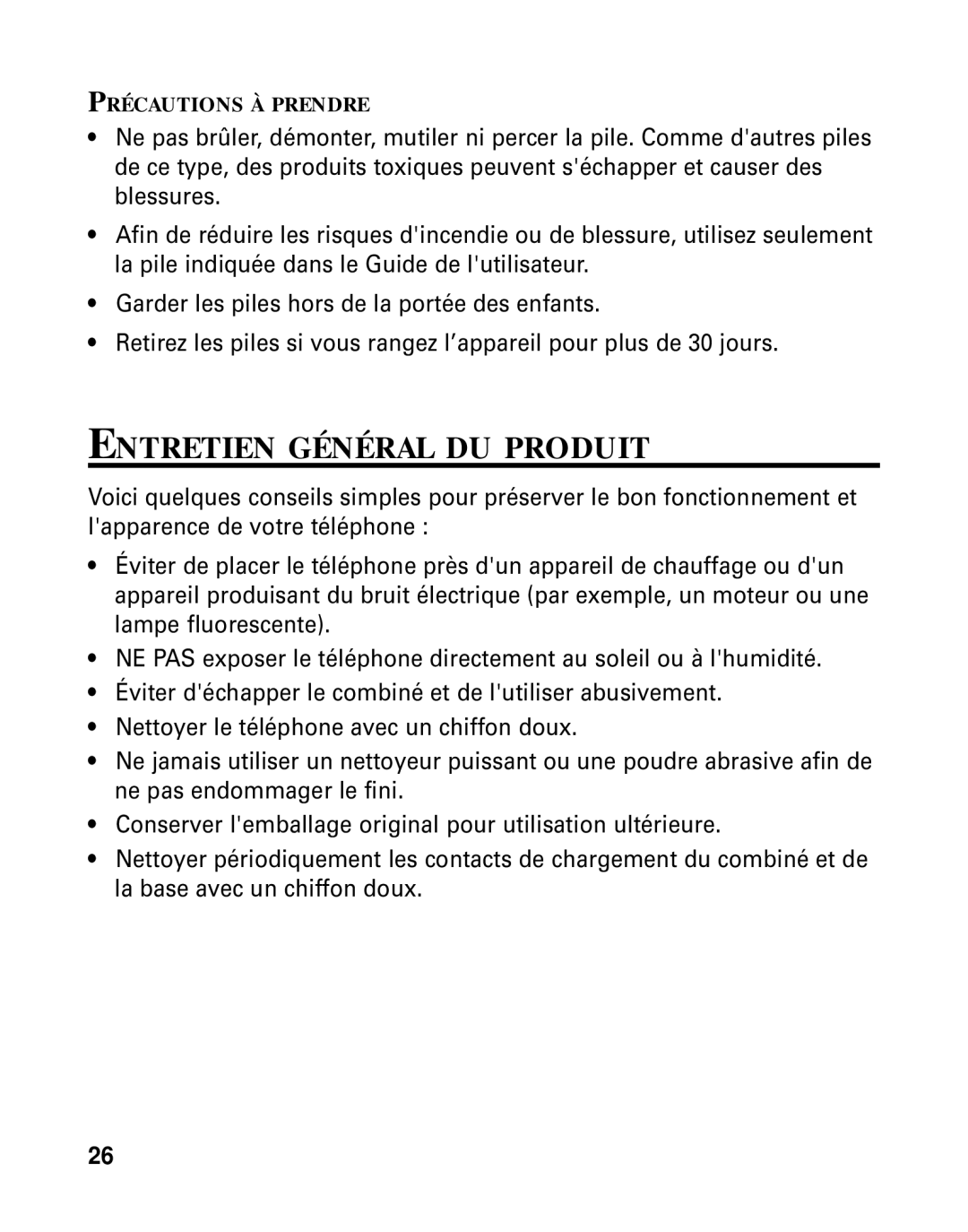 RCA 26790 manual Entretien Général DU Produit 