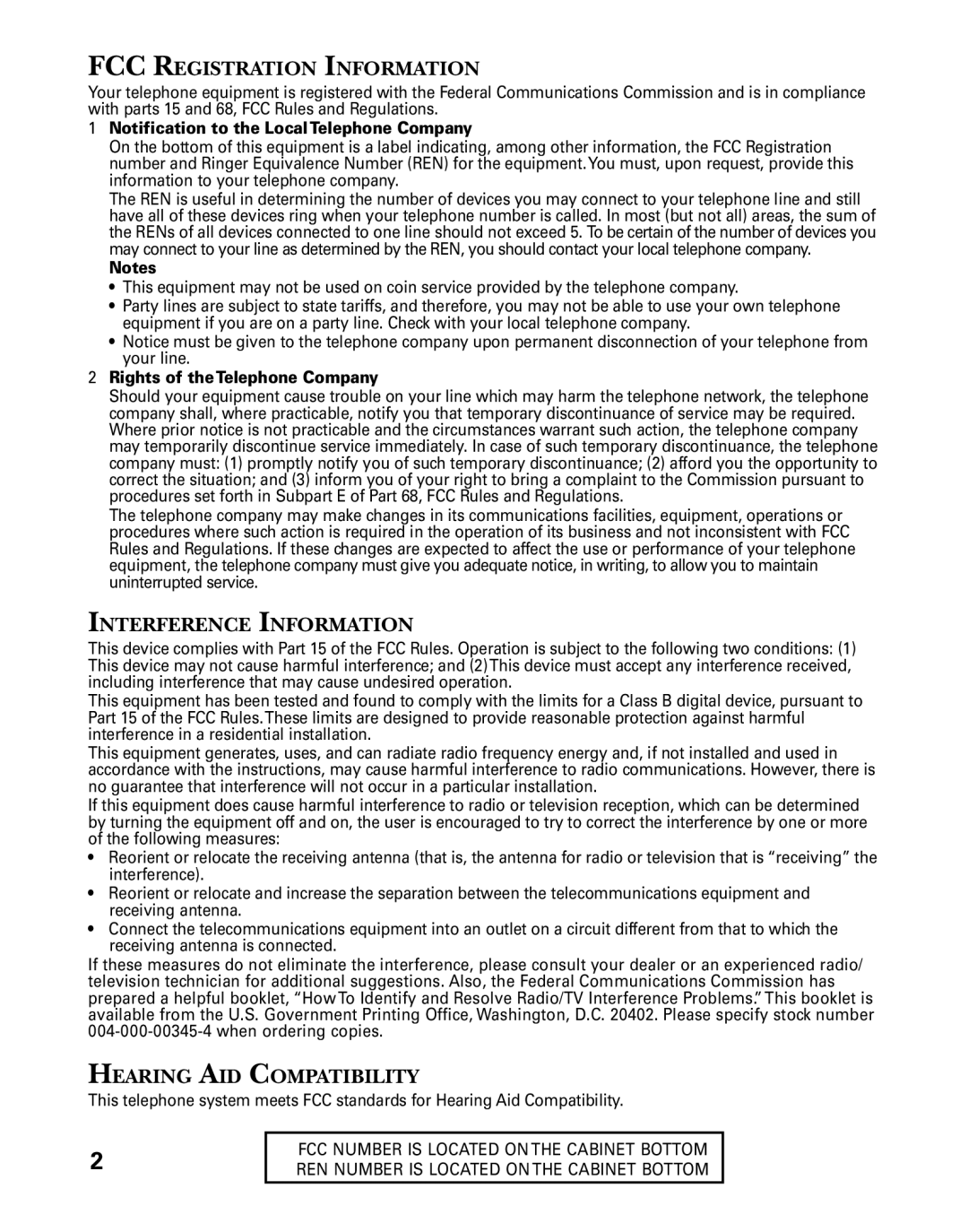 RCA 26925 manual FCC Registration Information 