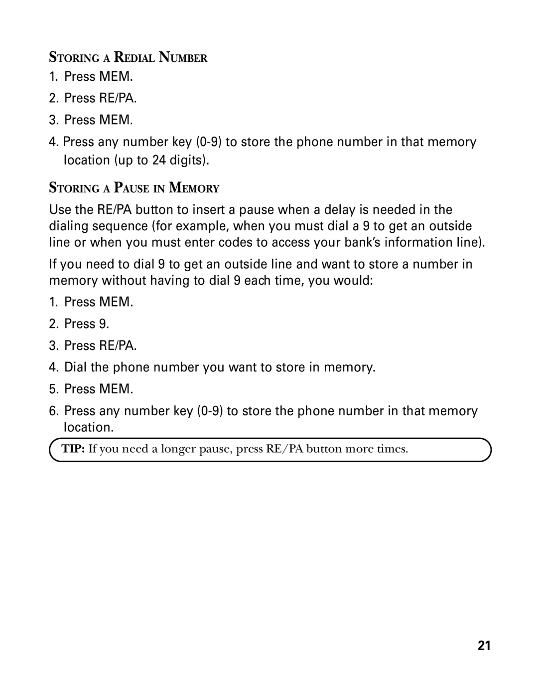 RCA 26925 manual Storing a Redial Number 