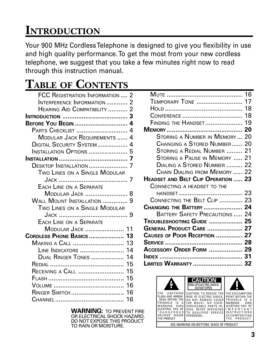 RCA 26925 manual Introduction Table of Contents 