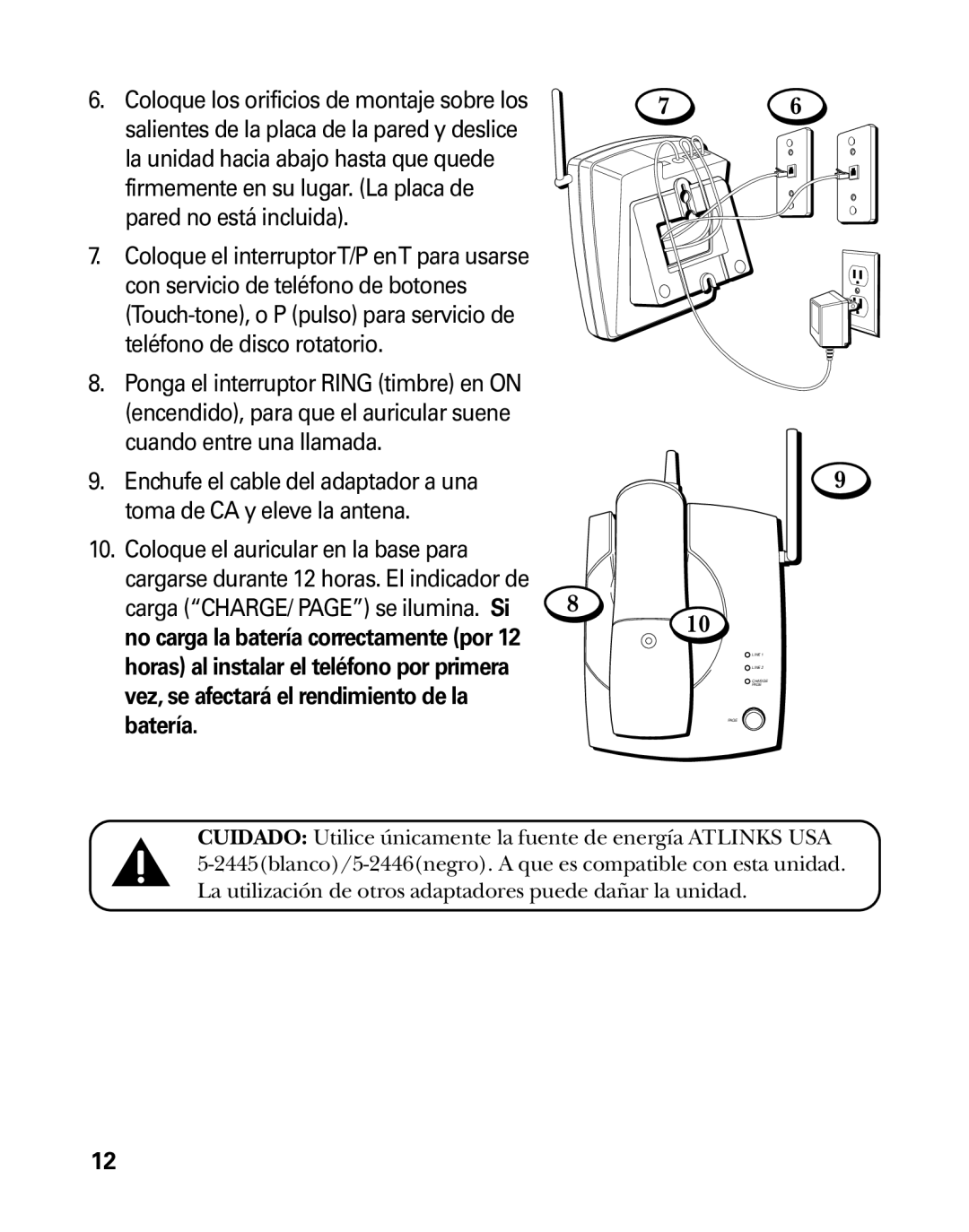 RCA 26925 manual Coloque los orificios de montaje sobre los, Vez, se afectará el rendimiento de la Batería 