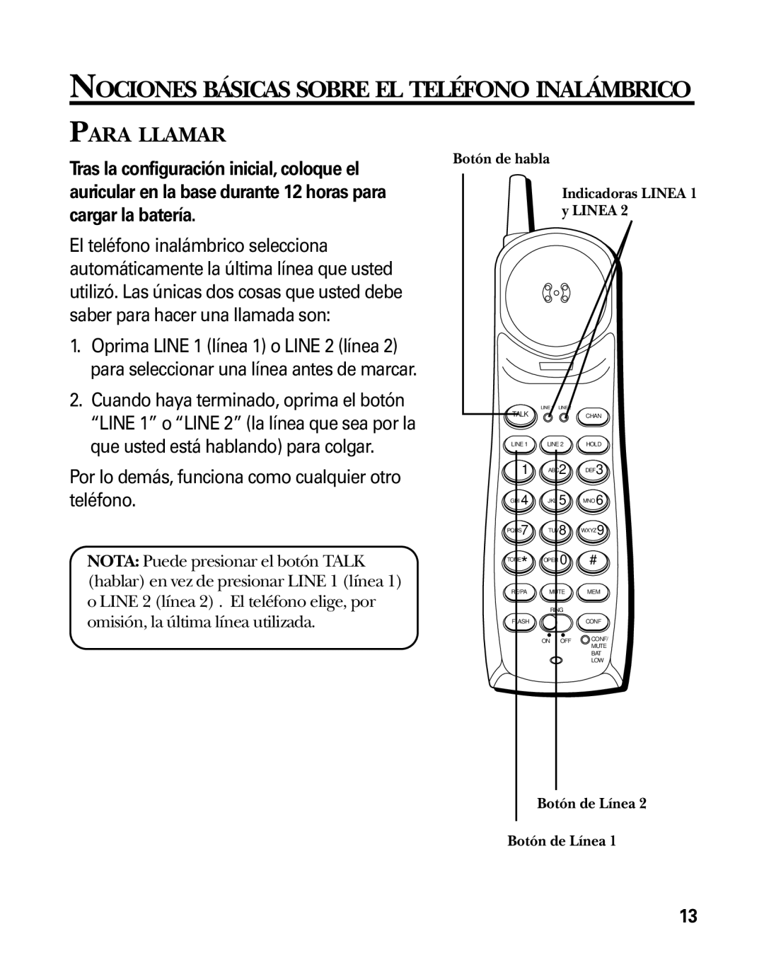 RCA 26925 Nociones Básicas Sobre EL Teléfono Inalámbrico, Para Llamar, Por lo demás, funciona como cualquier otro teléfono 