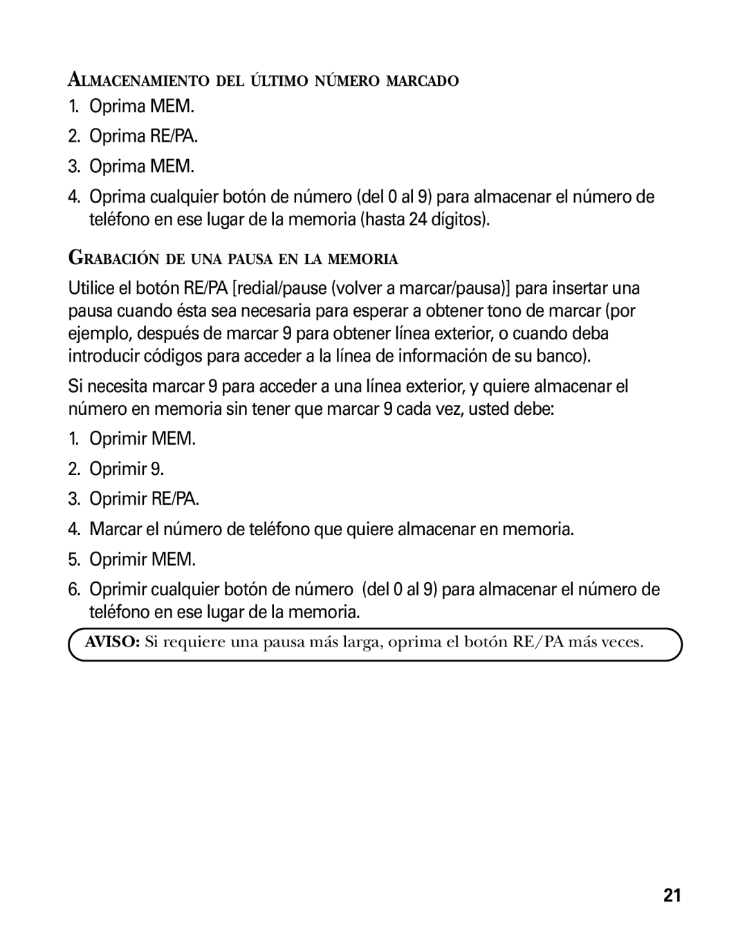 RCA 26925 manual Almacenamiento DEL Último Número Marcado 