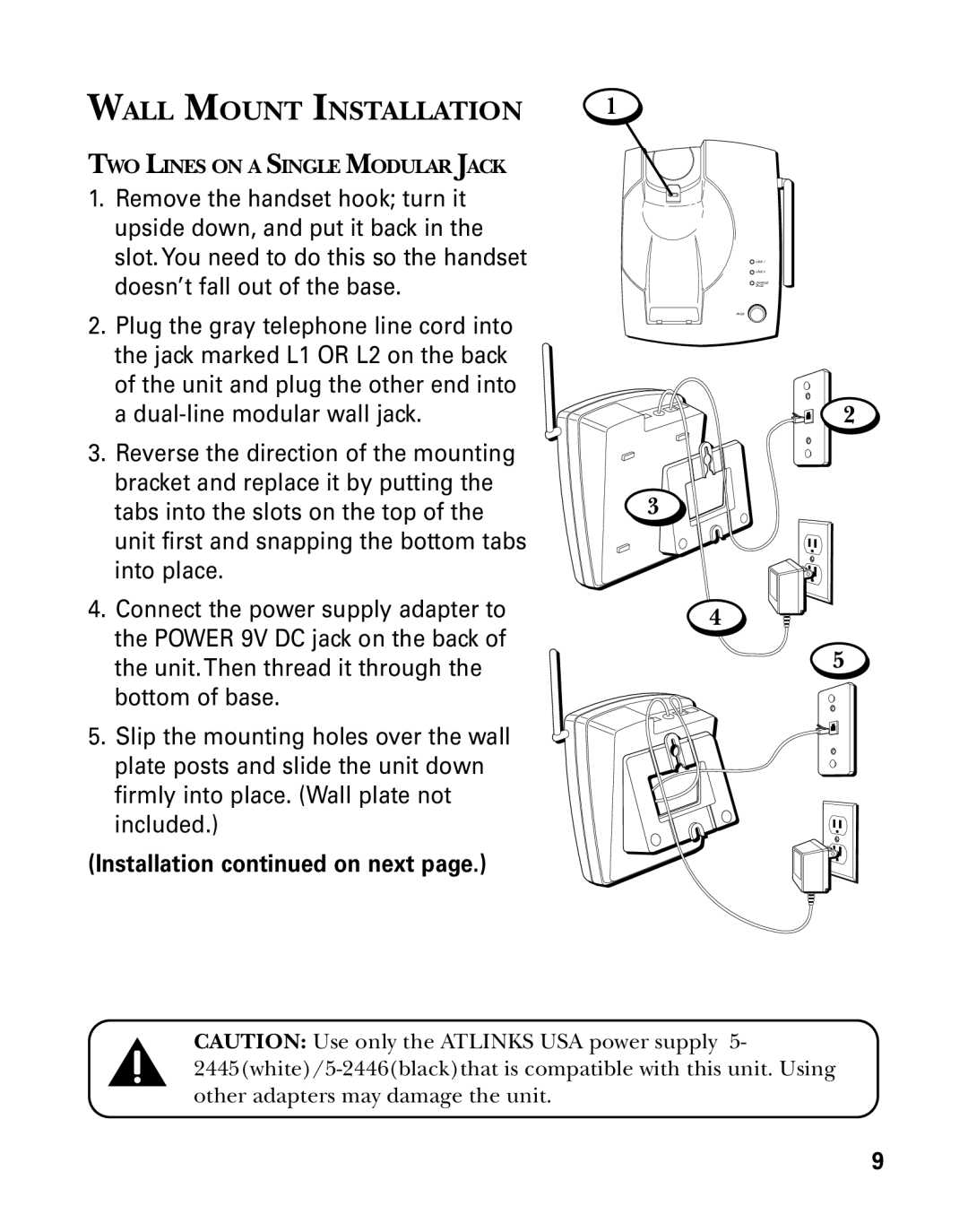 RCA 26925 Wall Mount Installation, Tabs into the slots on the top, Unit first and snapping the bottom tabs into place 