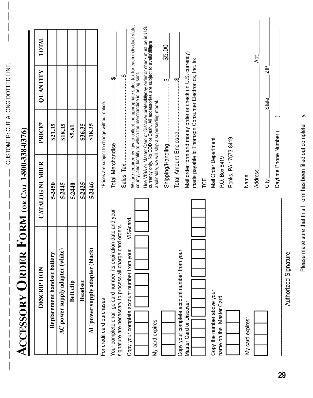 RCA 26925A manual Form 