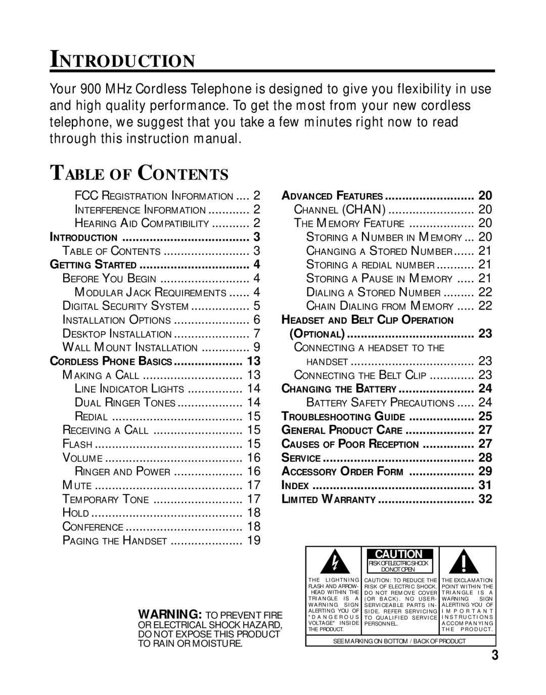 RCA 26925A manual Introduction, Table of Contents 