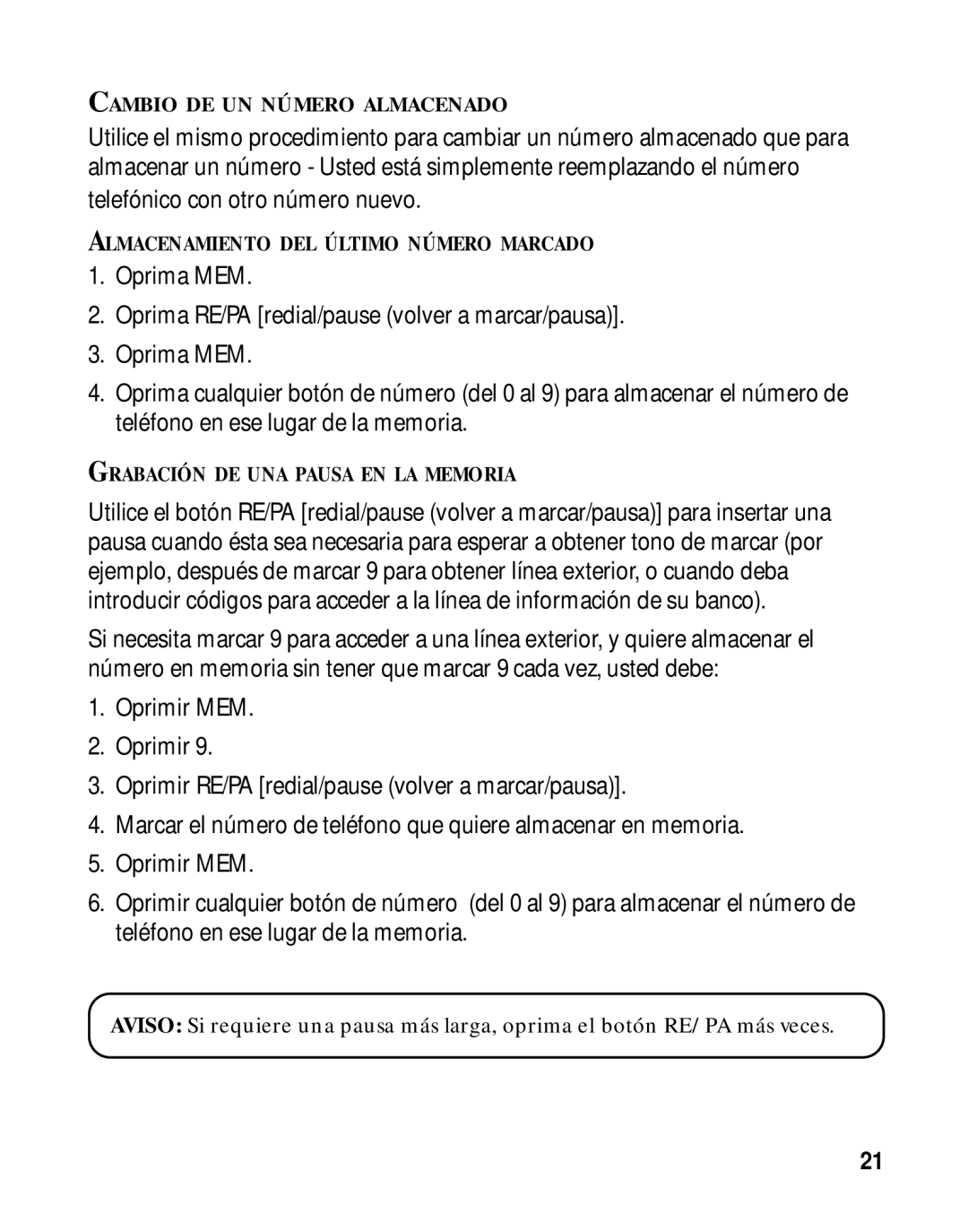 RCA 26925A manual Cambio DE UN Número Almacenado 