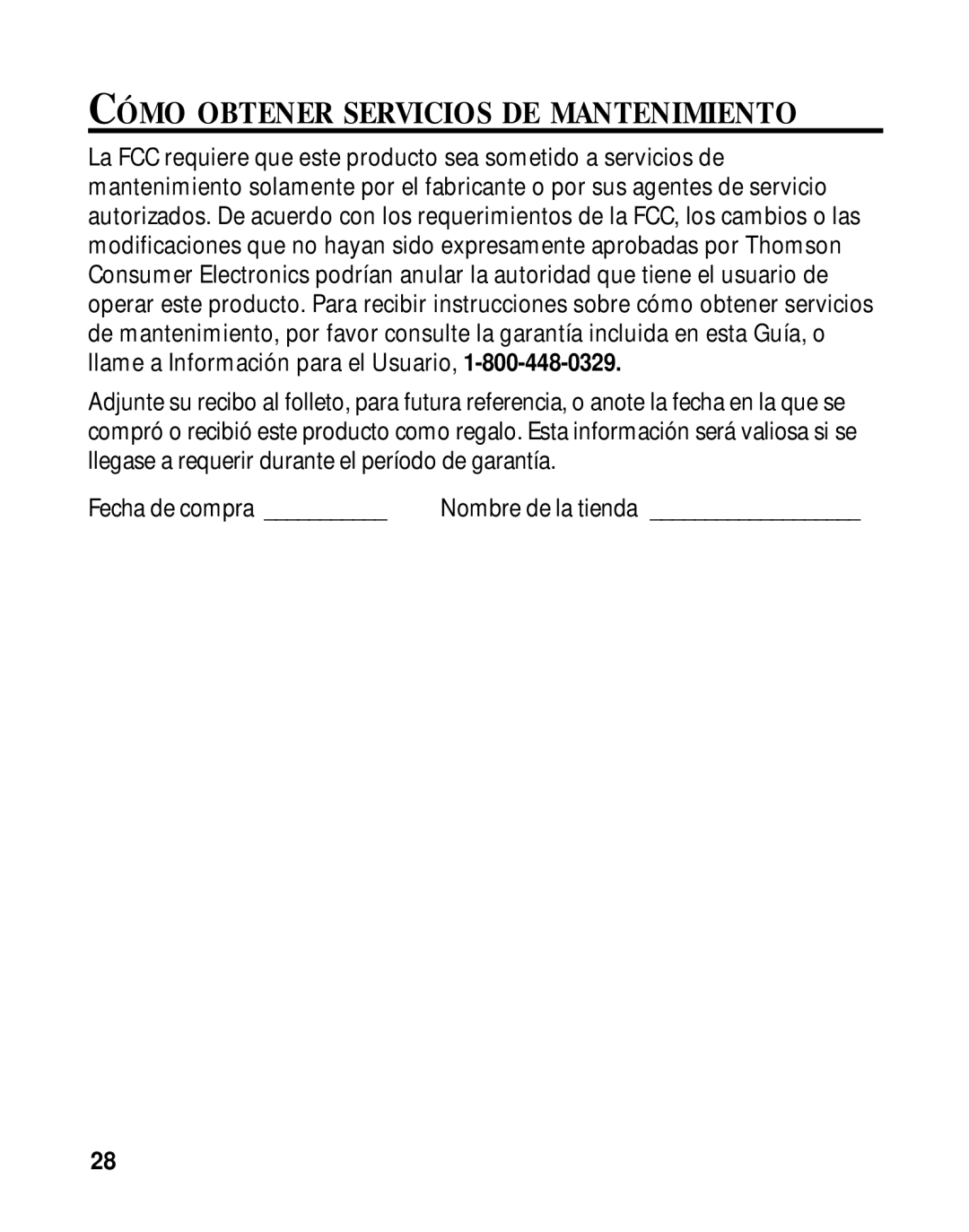 RCA 26925A manual Cómo Obtener Servicios DE Mantenimiento 