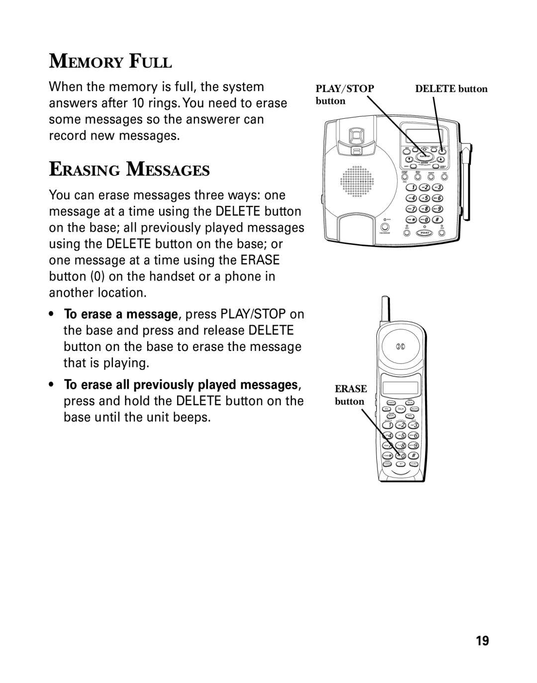 RCA 26958 manual Memory Full, Erasing Messages 