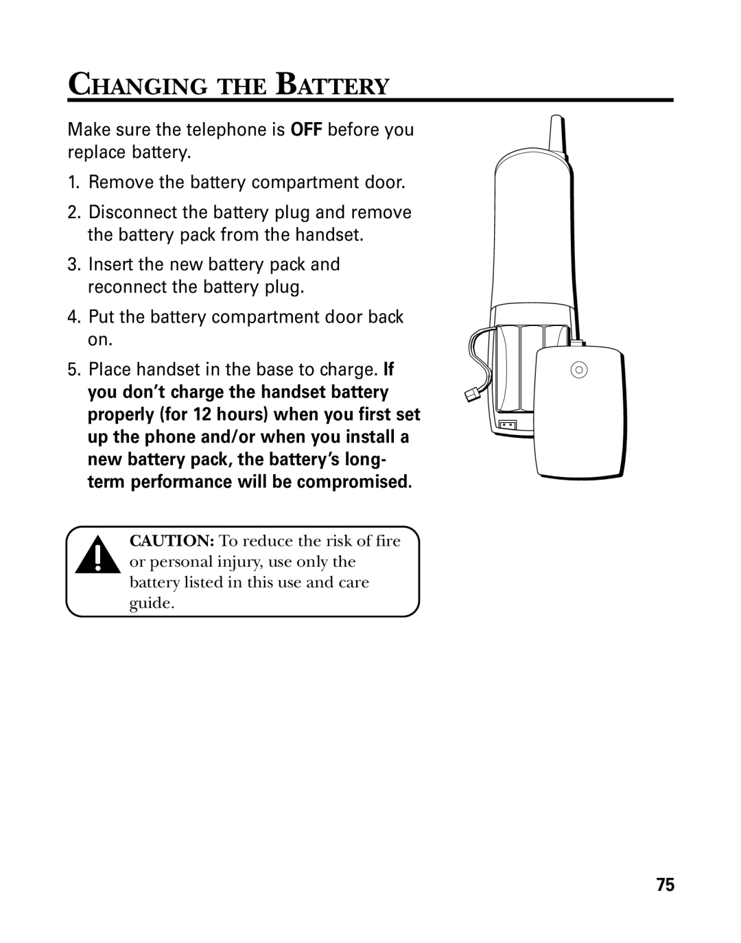 RCA 26958 manual Changing the Battery 