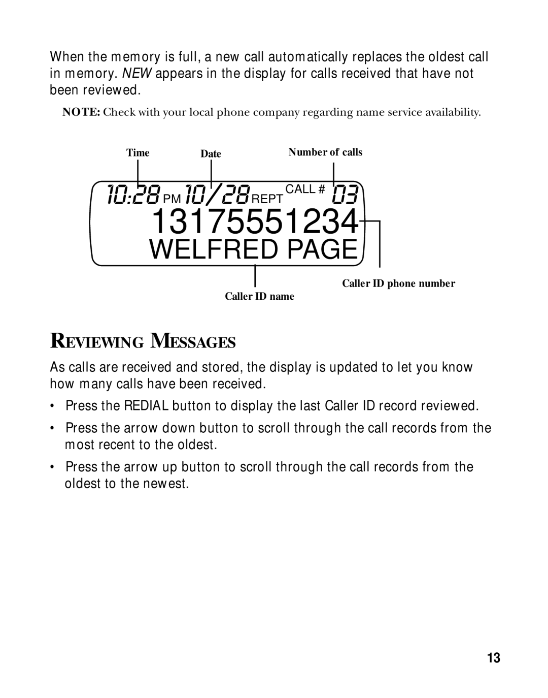 RCA 26970 manual 13175551234, Reviewing Messages 