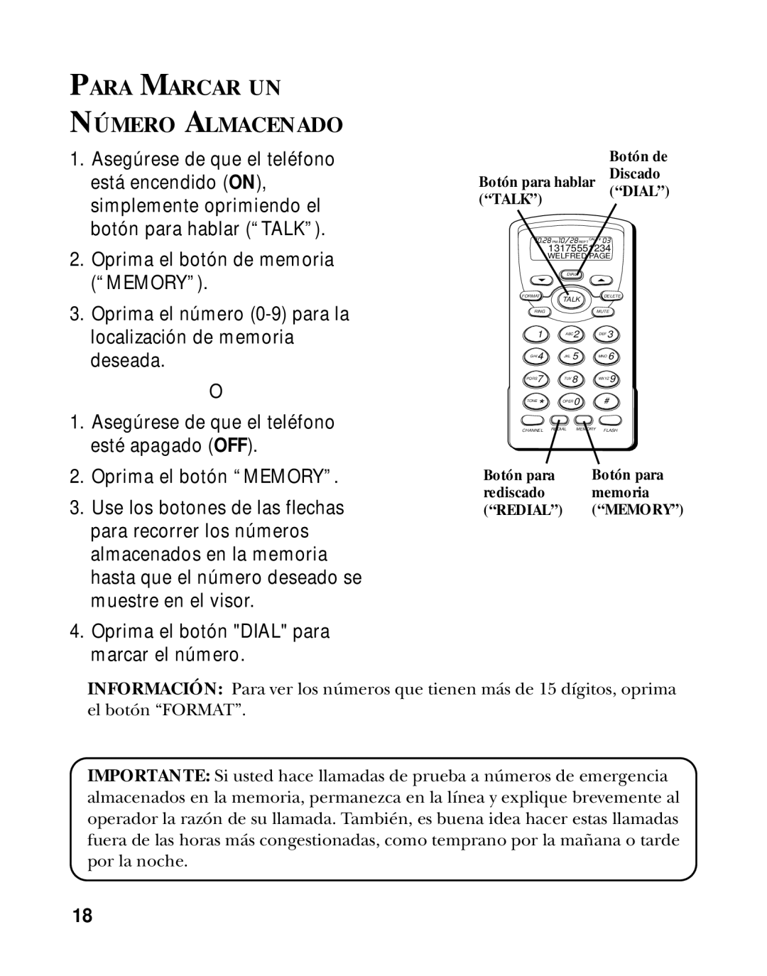 RCA 26970 manual Para Marcar UN Número Almacenado, Redial 