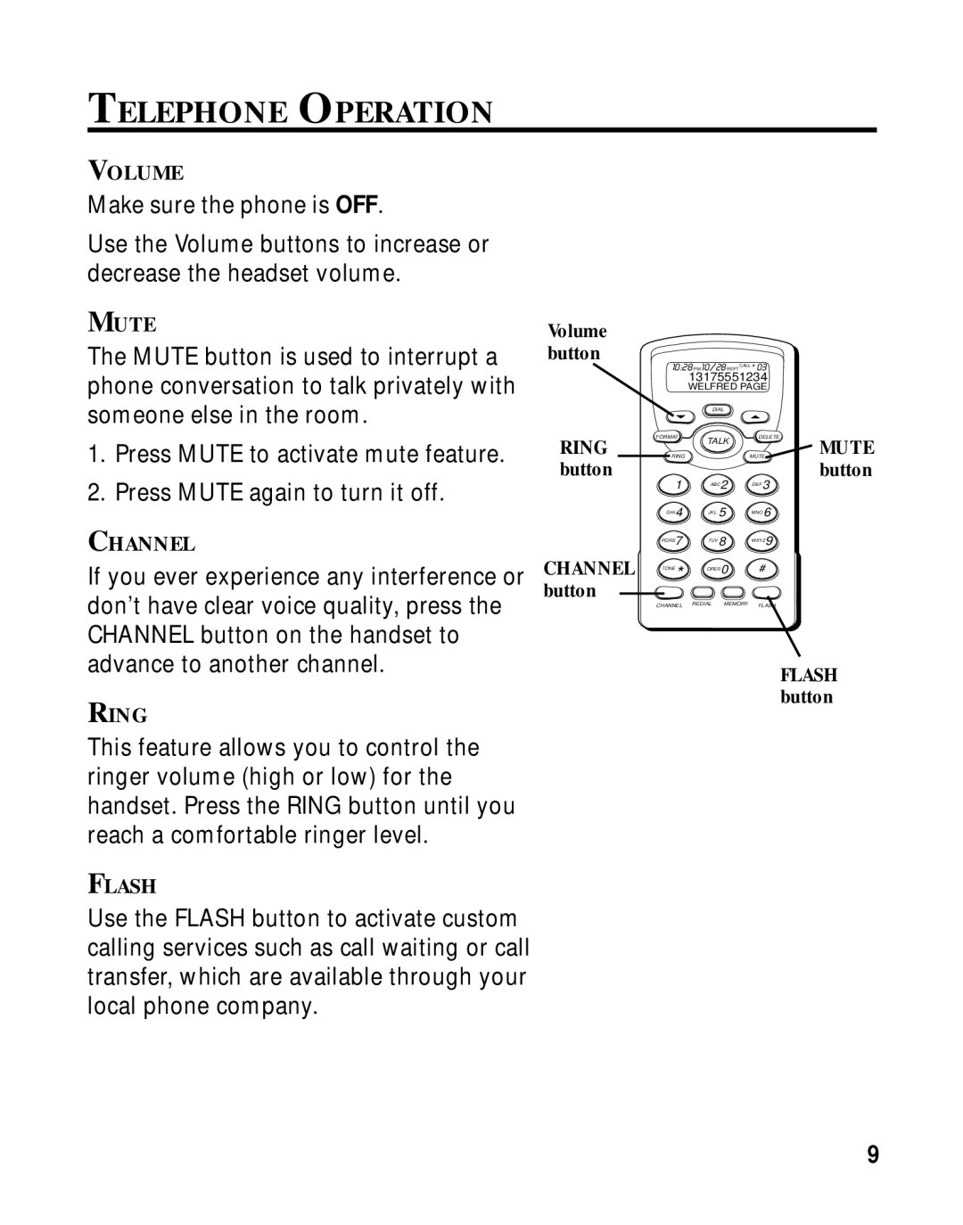 RCA 26970 manual Telephone Operation 