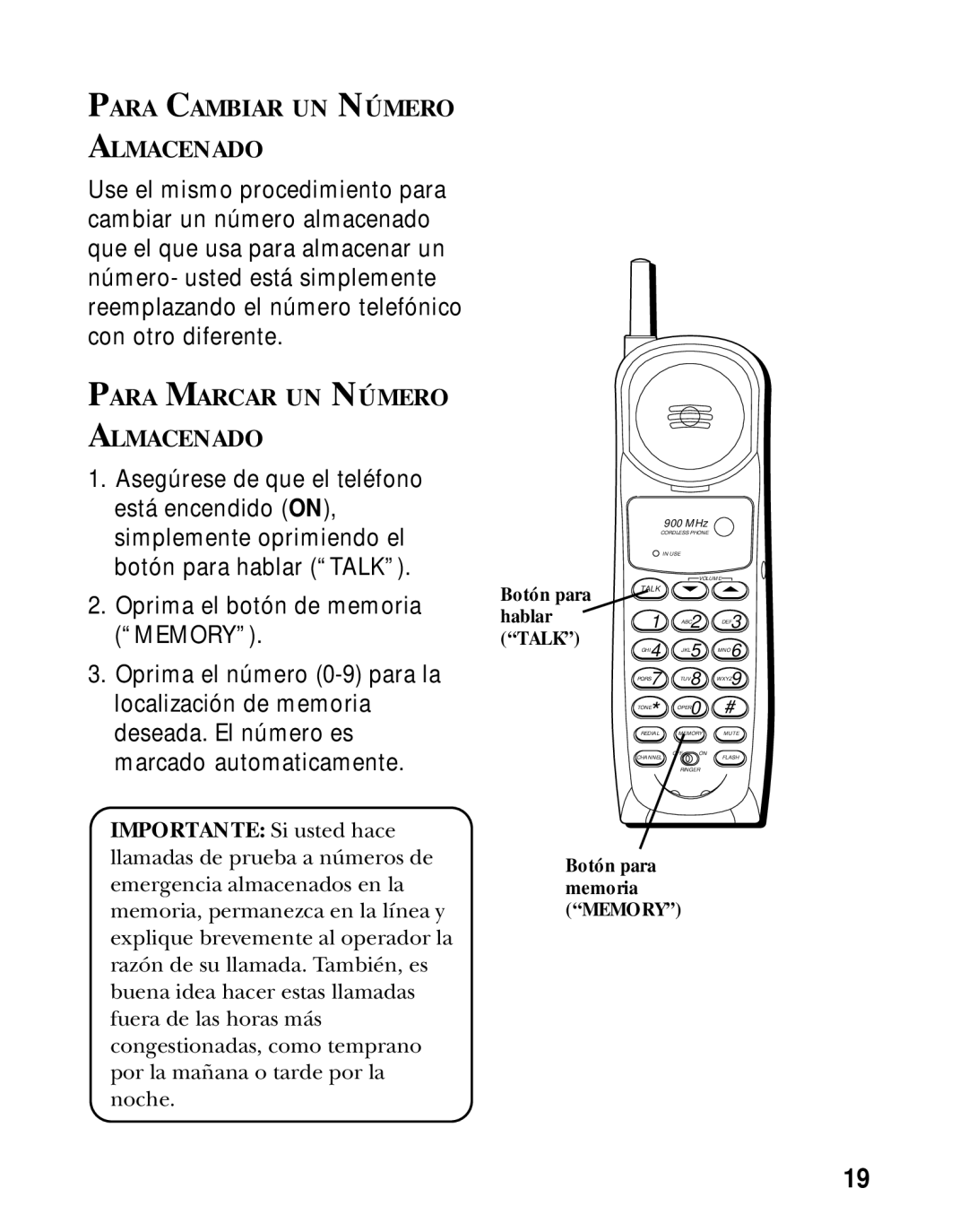 RCA 26980/26981 manual Para Cambiar UN Número Almacenado, Para Marcar UN Número Almacenado 