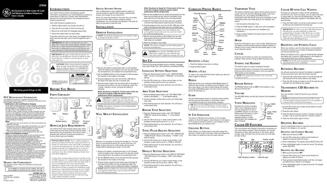 RCA 27930 important safety instructions Introduction, Cordless Phone Basics, Installation, Before YOU Begin, Set Up 