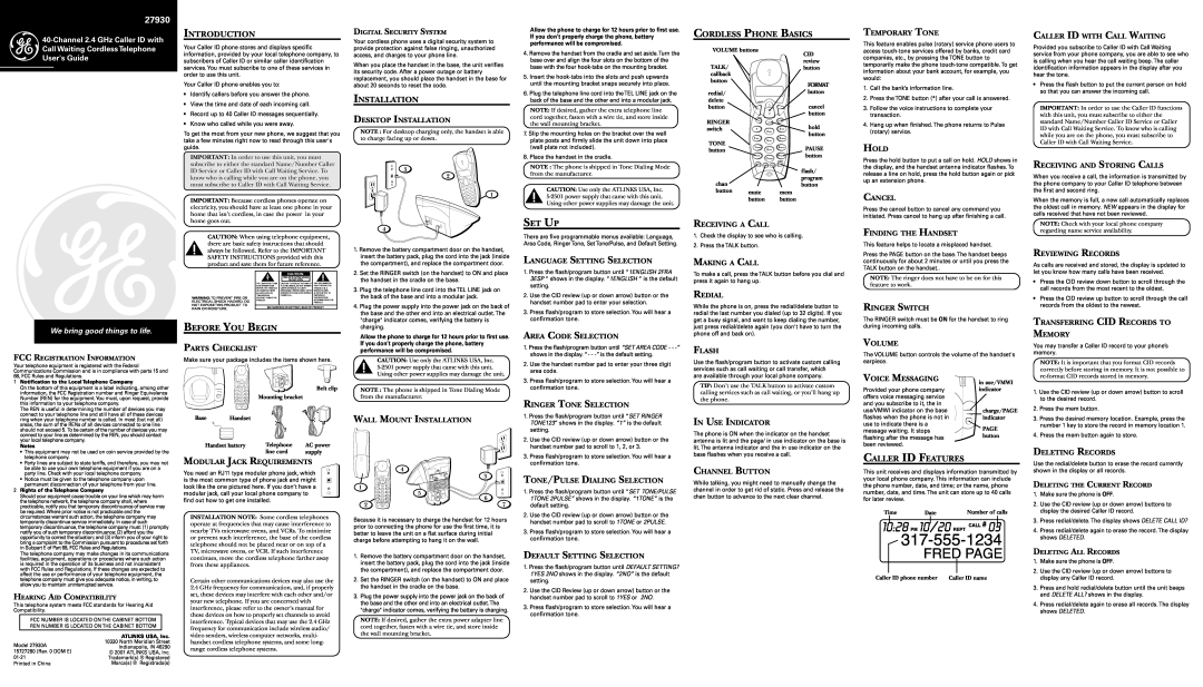 RCA 27930 important safety instructions Introduction, Cordless Phone Basics, Installation, Before You Begin, Set Up 