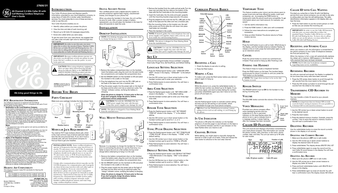 RCA 27930/31 important safety instructions Introduction, Cordless Phone Basics, Installation, Set Up, Before YOU Begin 