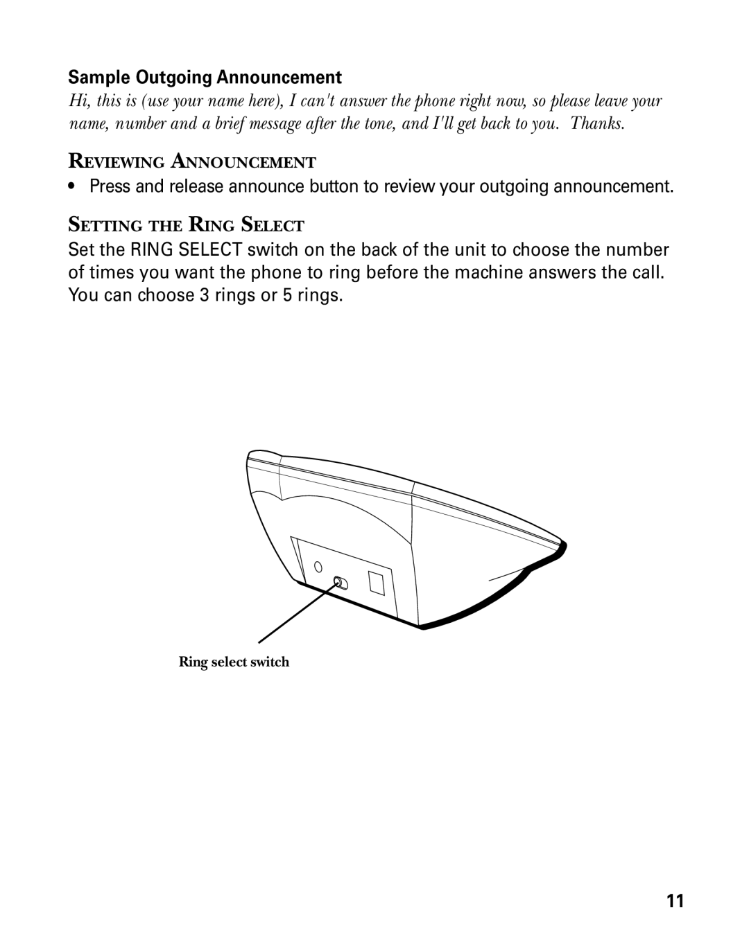 RCA 27993 manual Sample Outgoing Announcement 