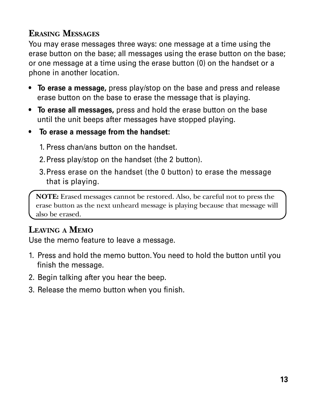 RCA 27993 manual To erase a message from the handset 