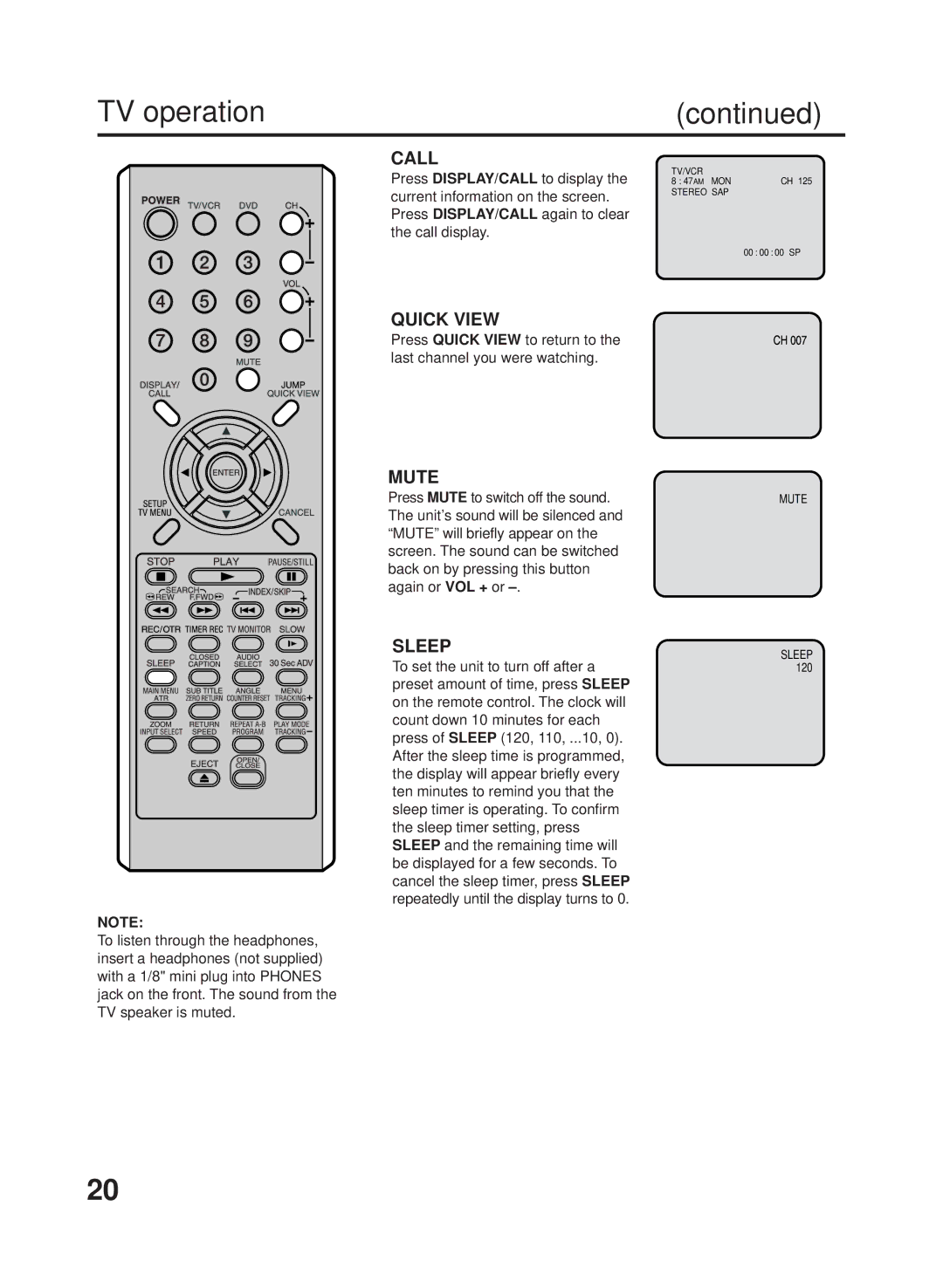 RCA 27F500TDV manual TV operation 