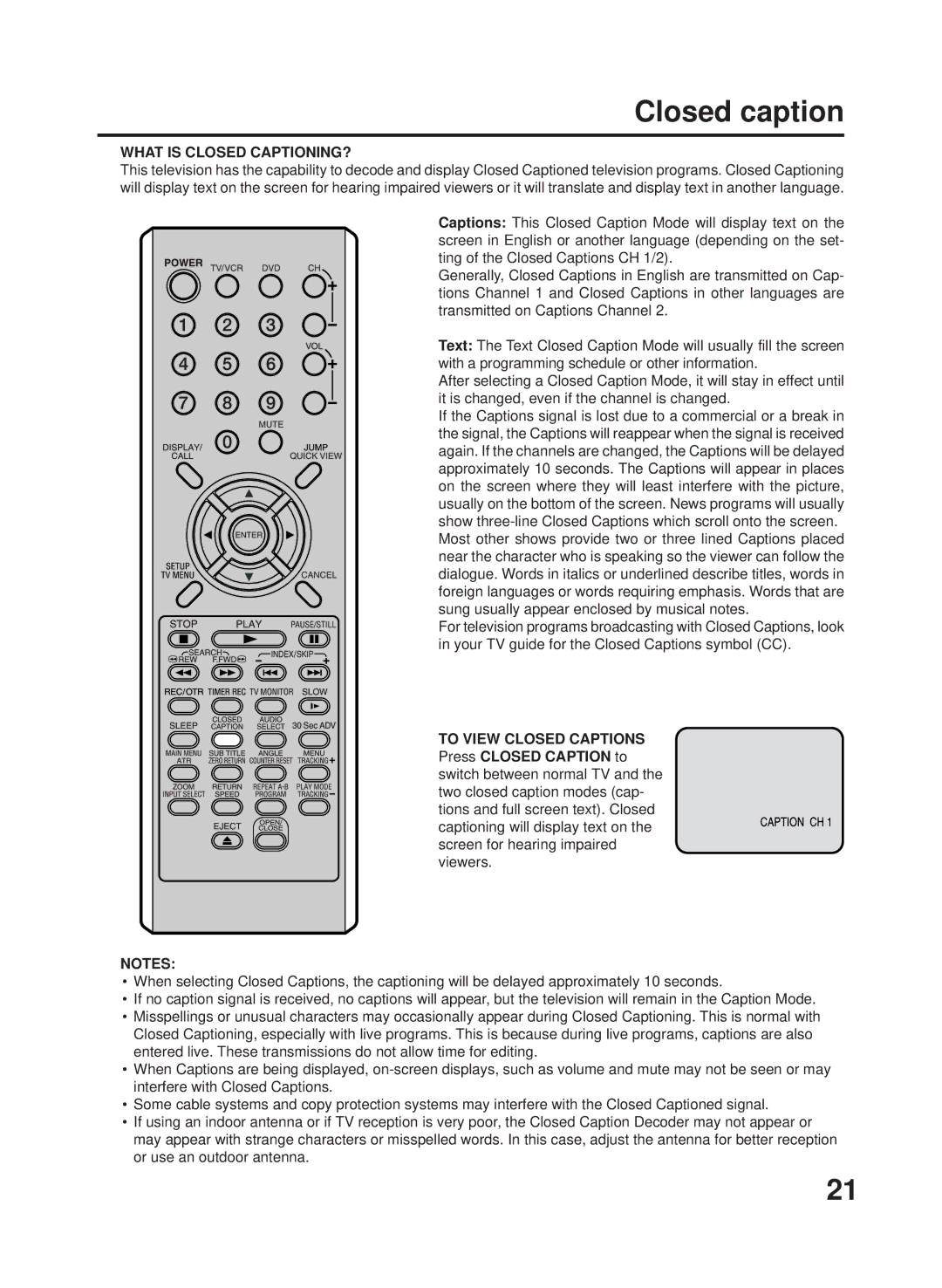 RCA 27F500TDV manual Closed caption, What is Closed CAPTIONING? 