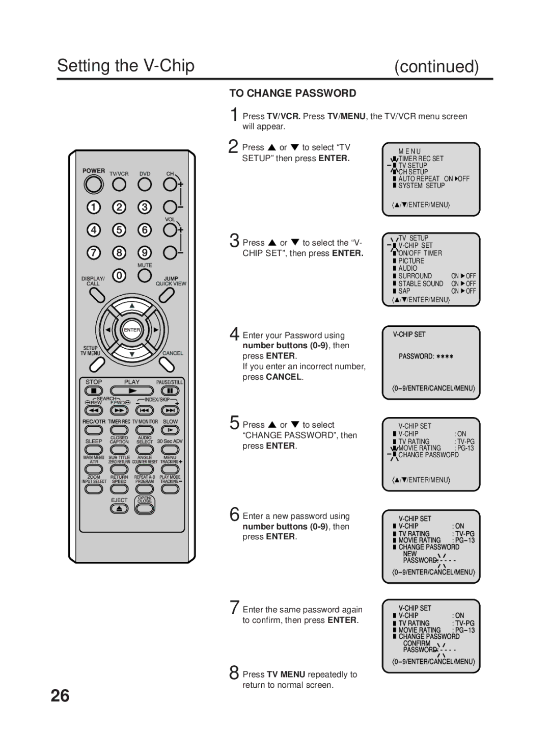 RCA 27F500TDV manual Setting the V-Chip 