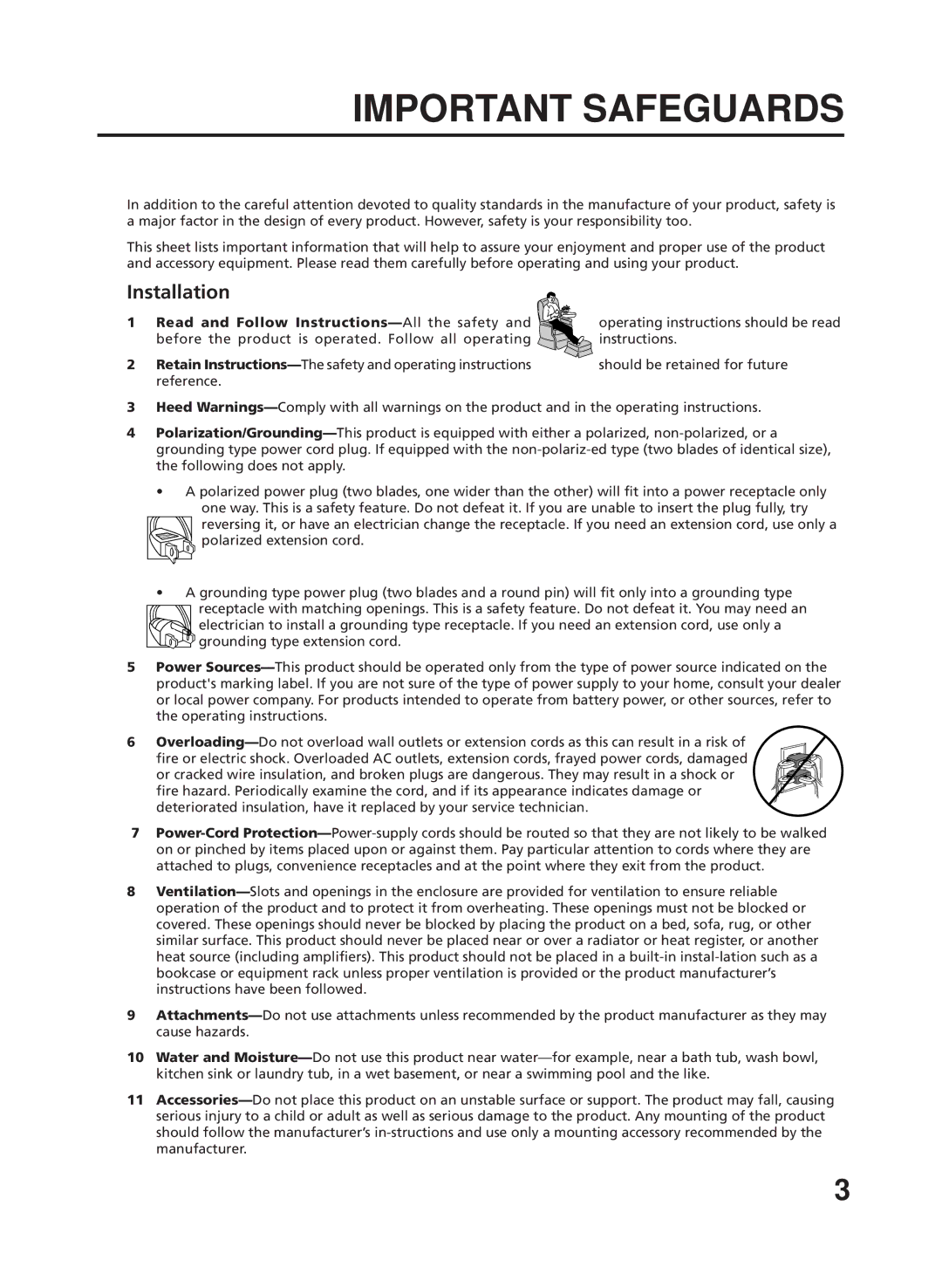 RCA 27F500TDV manual Important Safeguards 