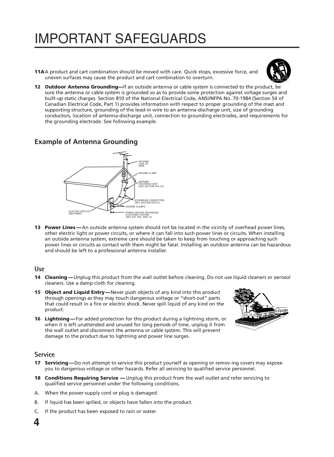 RCA 27F500TDV manual Important Safeguards 