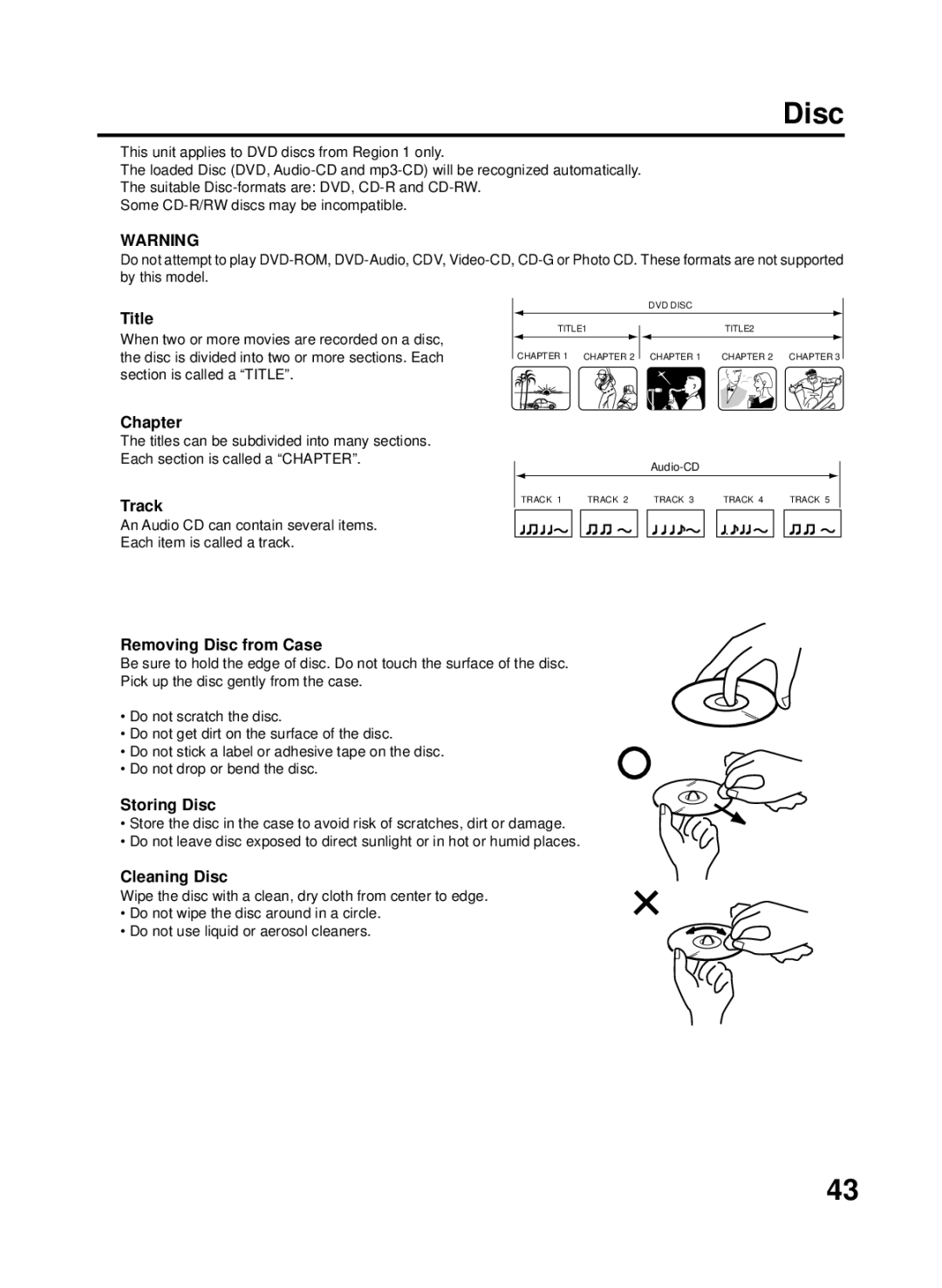 RCA 27F500TDV manual Disc 