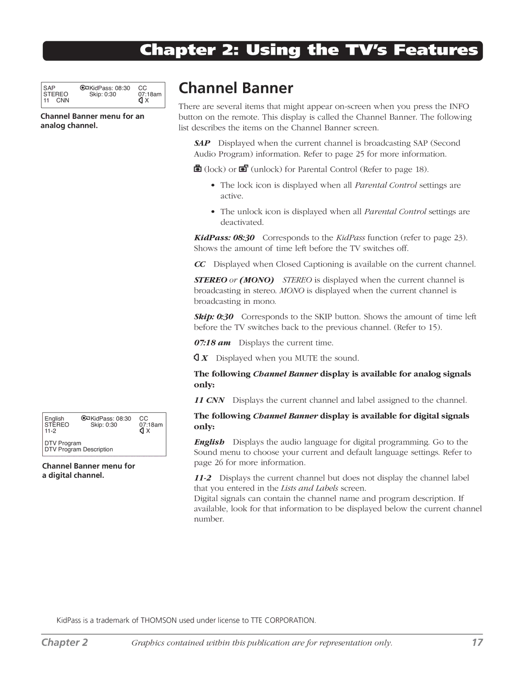 RCA 27F524T manual Channel Banner, Sap, Stereo 