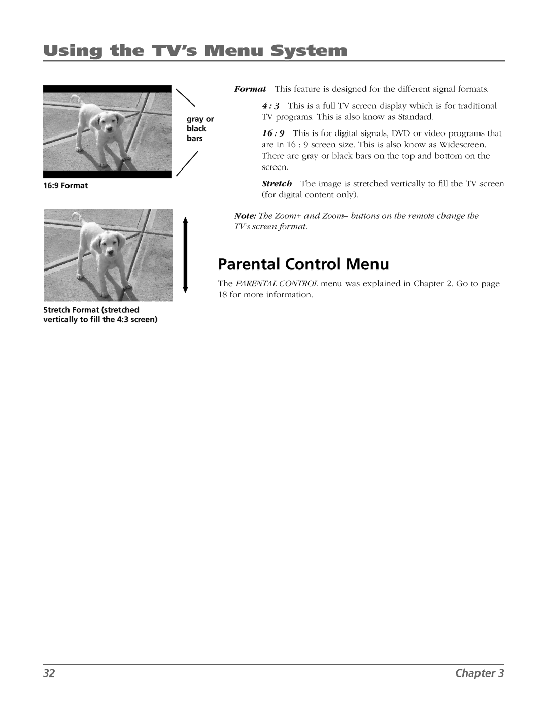 RCA 27F524T manual Parental Control Menu 