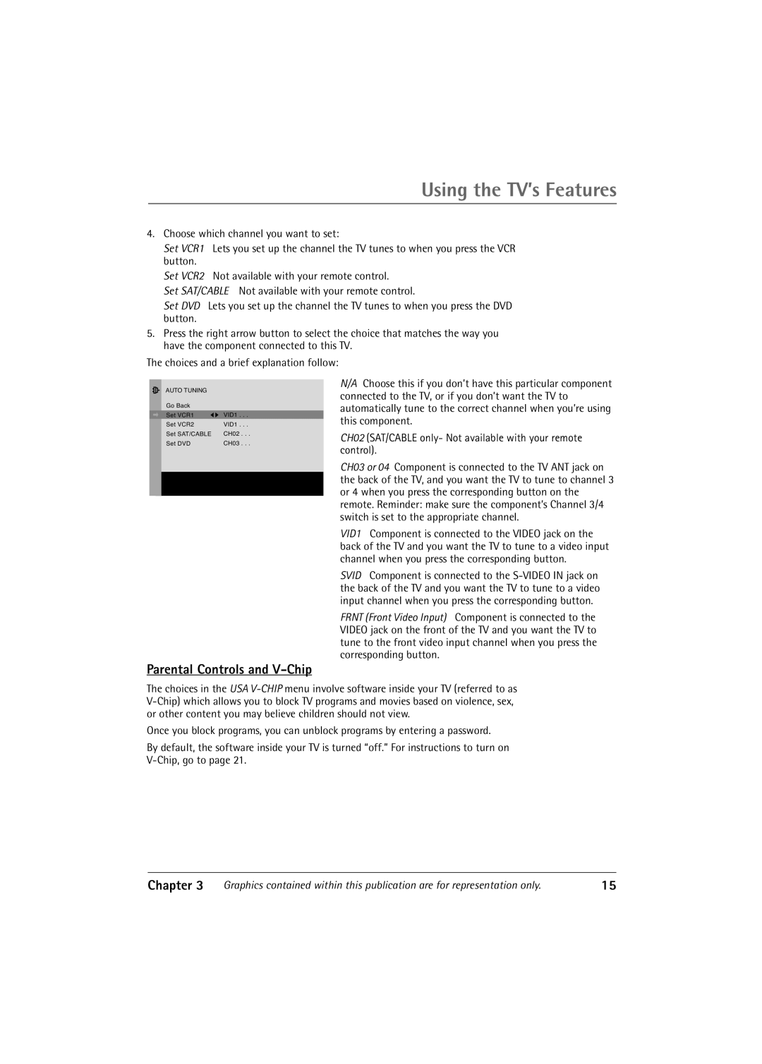 RCA 27R410T manual Using the TV’s Features, Parental Controls and V-Chip 