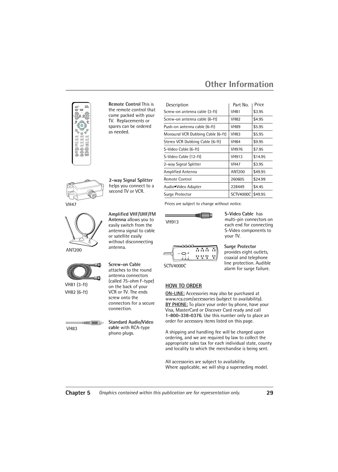 RCA 27R410T manual HOW to Order 