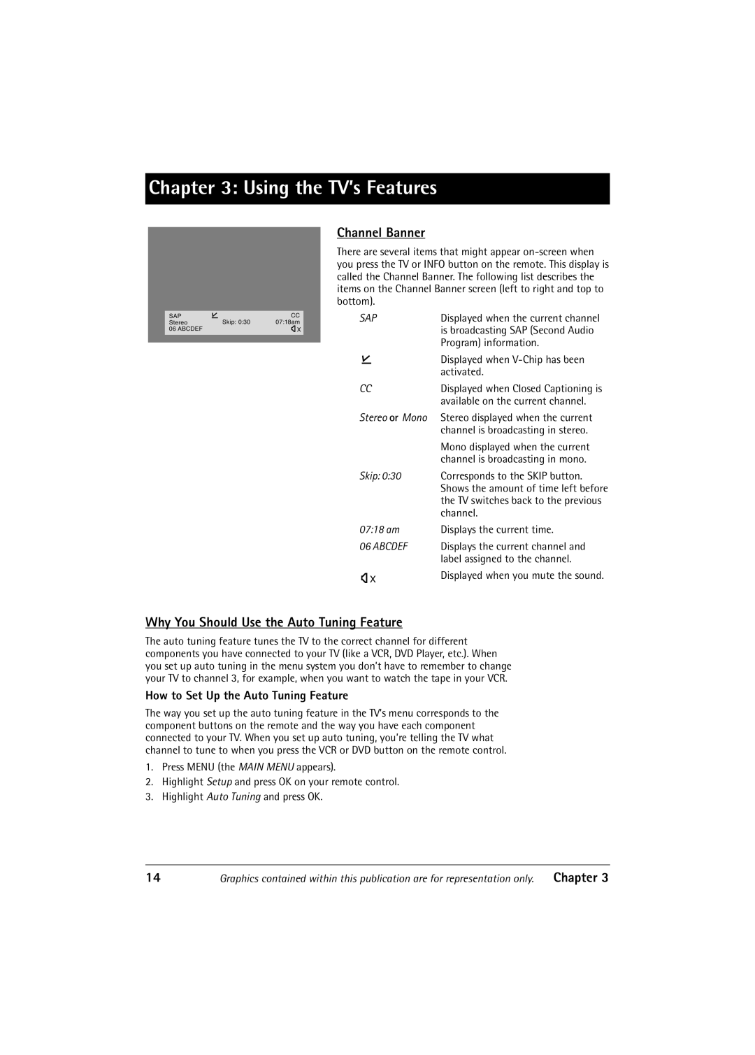 RCA 27R411T manual Channel Banner, Why You Should Use the Auto Tuning Feature, How to Set Up the Auto Tuning Feature 