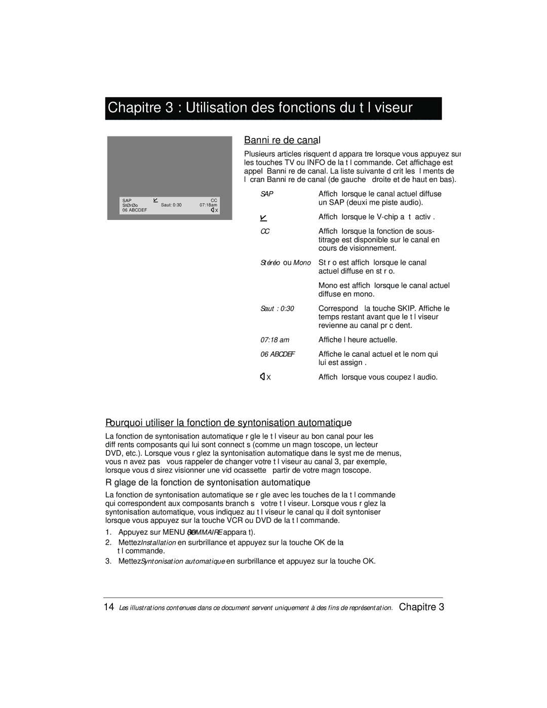 RCA 27R411T manual Bannière de canal, Pourquoi utiliser la fonction de syntonisation automatique 