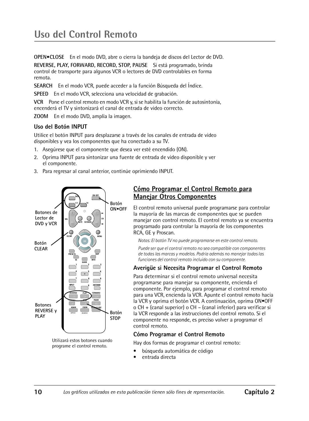 RCA 27R430T manual Uso del Control Remoto, Uso del Botón Input, Averigüe si Necesita Programar el Control Remoto 