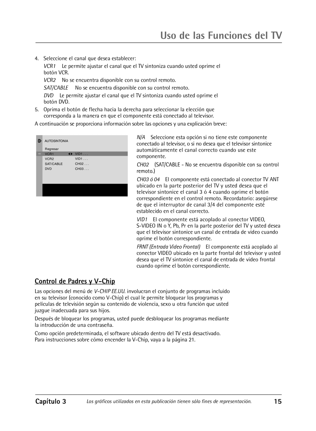 RCA 27R430T manual Uso de las Funciones del TV, Control de Padres y V-Chip 