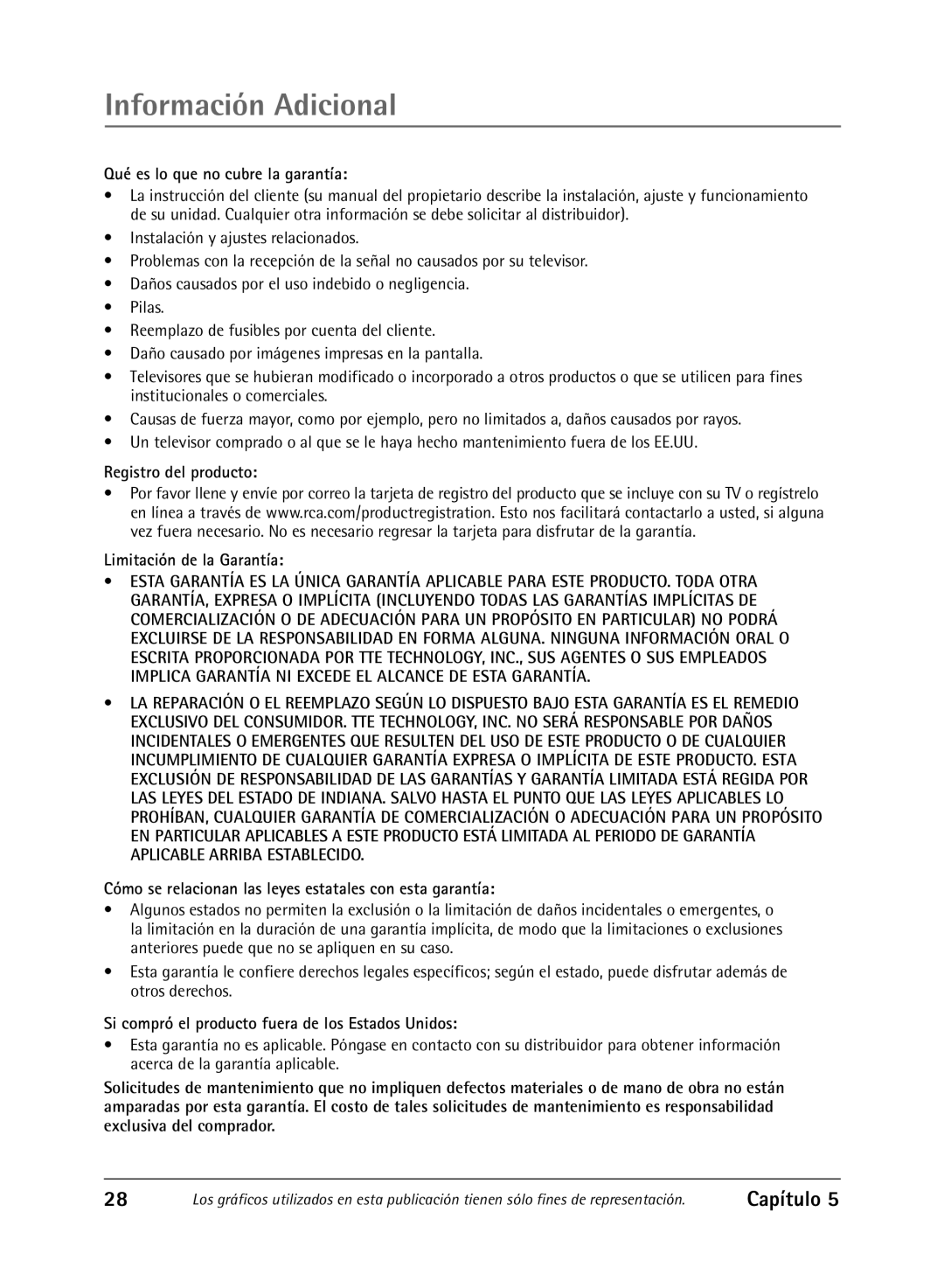 RCA 27R430T manual Qué es lo que no cubre la garantía, Registro del producto Limitación de la Garantía 