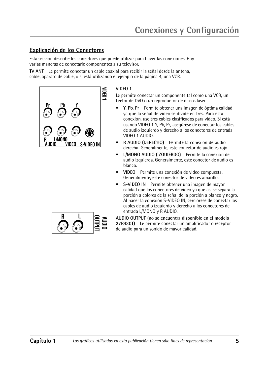 RCA 27R430T manual Explicación de los Conectores, Audio 