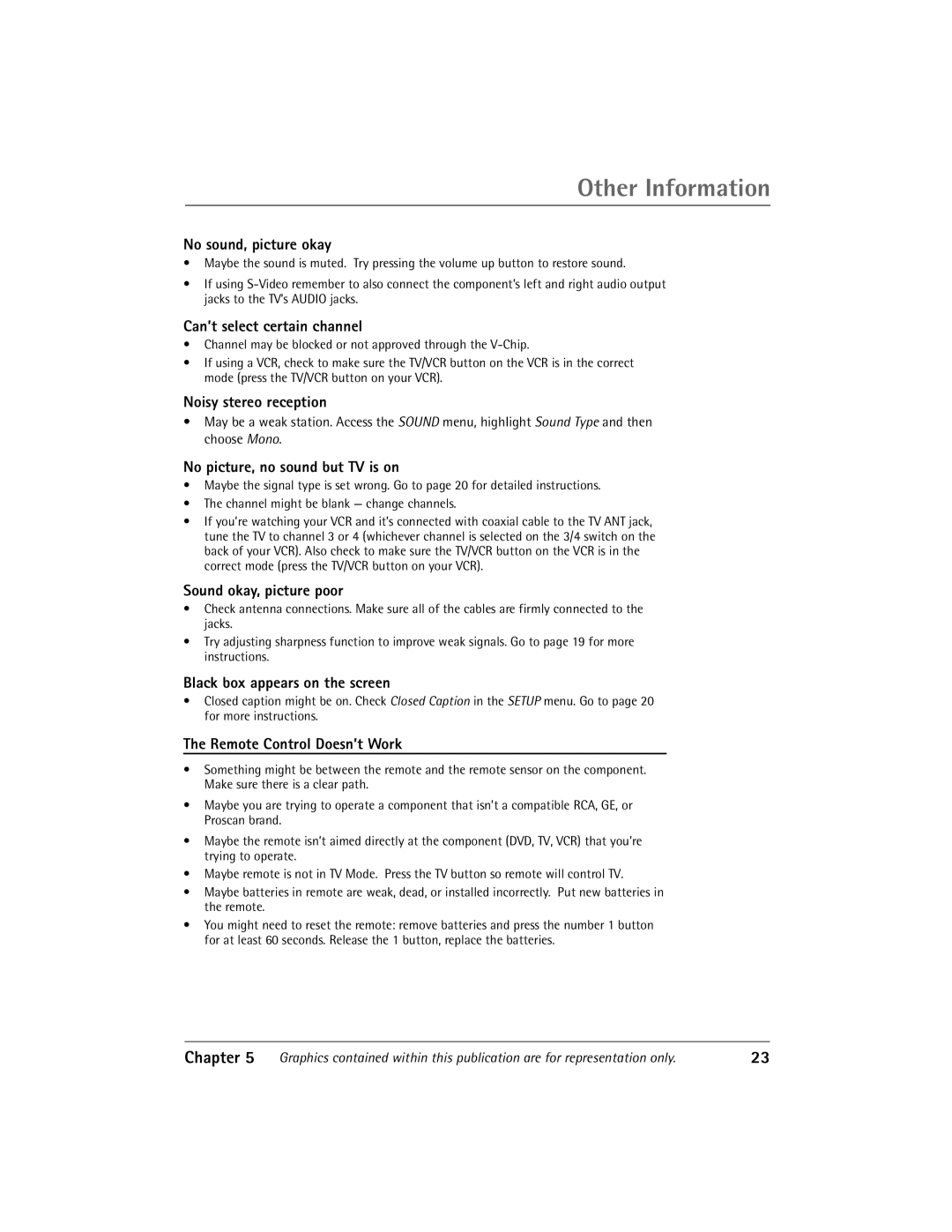 RCA 27V510T manual Other Information 