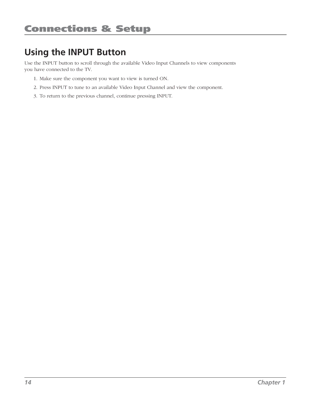 RCA 27V514T manual Using the Input Button 