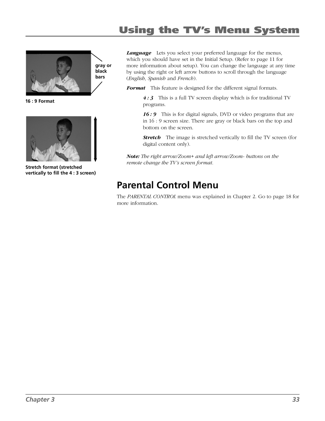 RCA 27V514T manual Parental Control Menu 