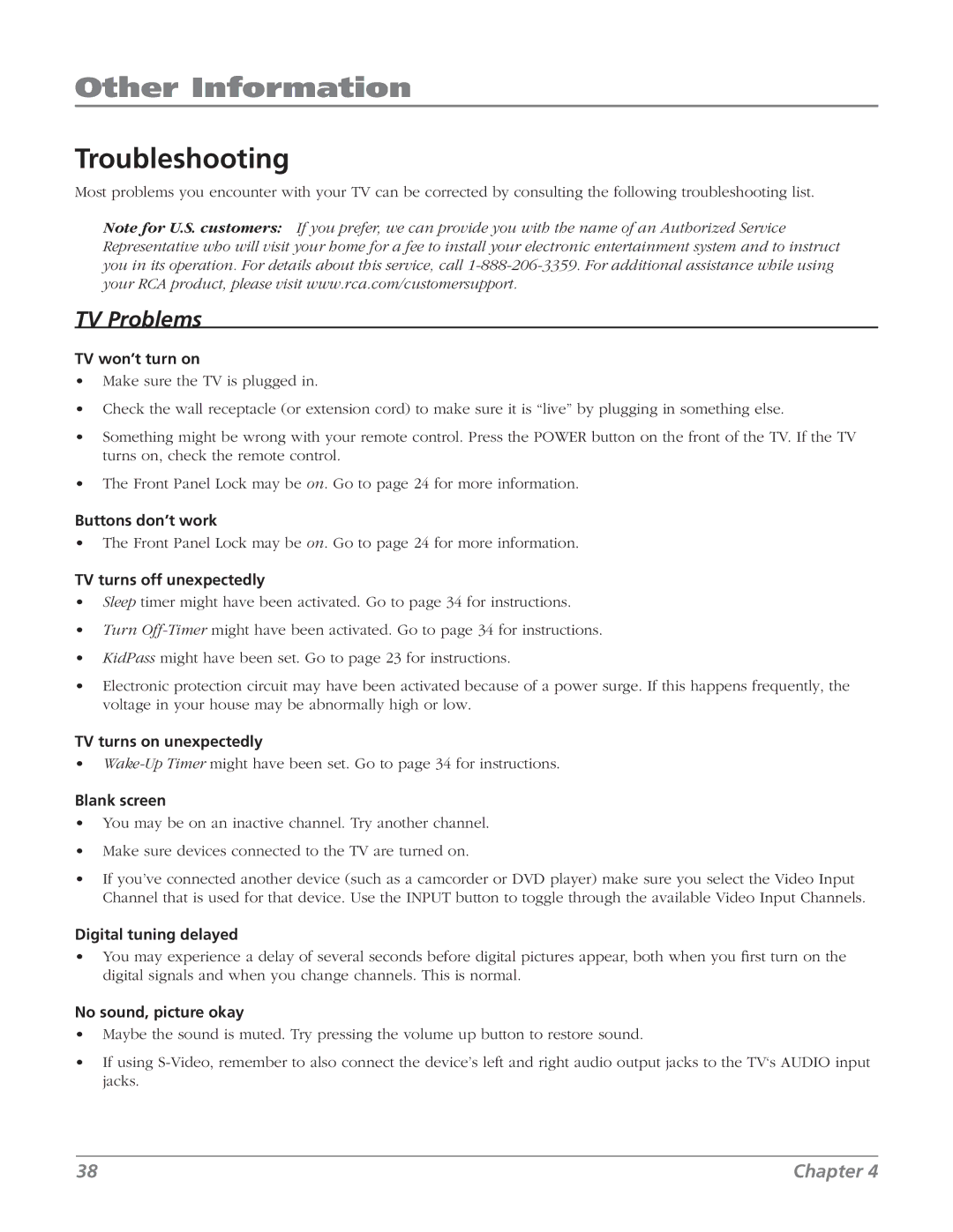 RCA 27V514T manual Troubleshooting, TV Problems 