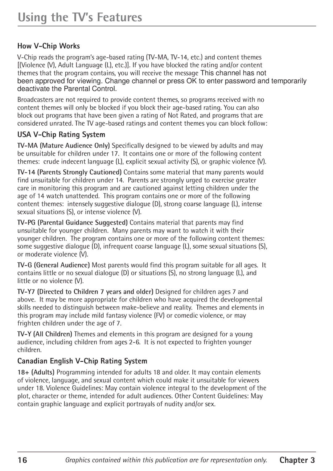 RCA 27V550T manual How V-Chip Works, USA V-Chip Rating System, Canadian English V-Chip Rating System 