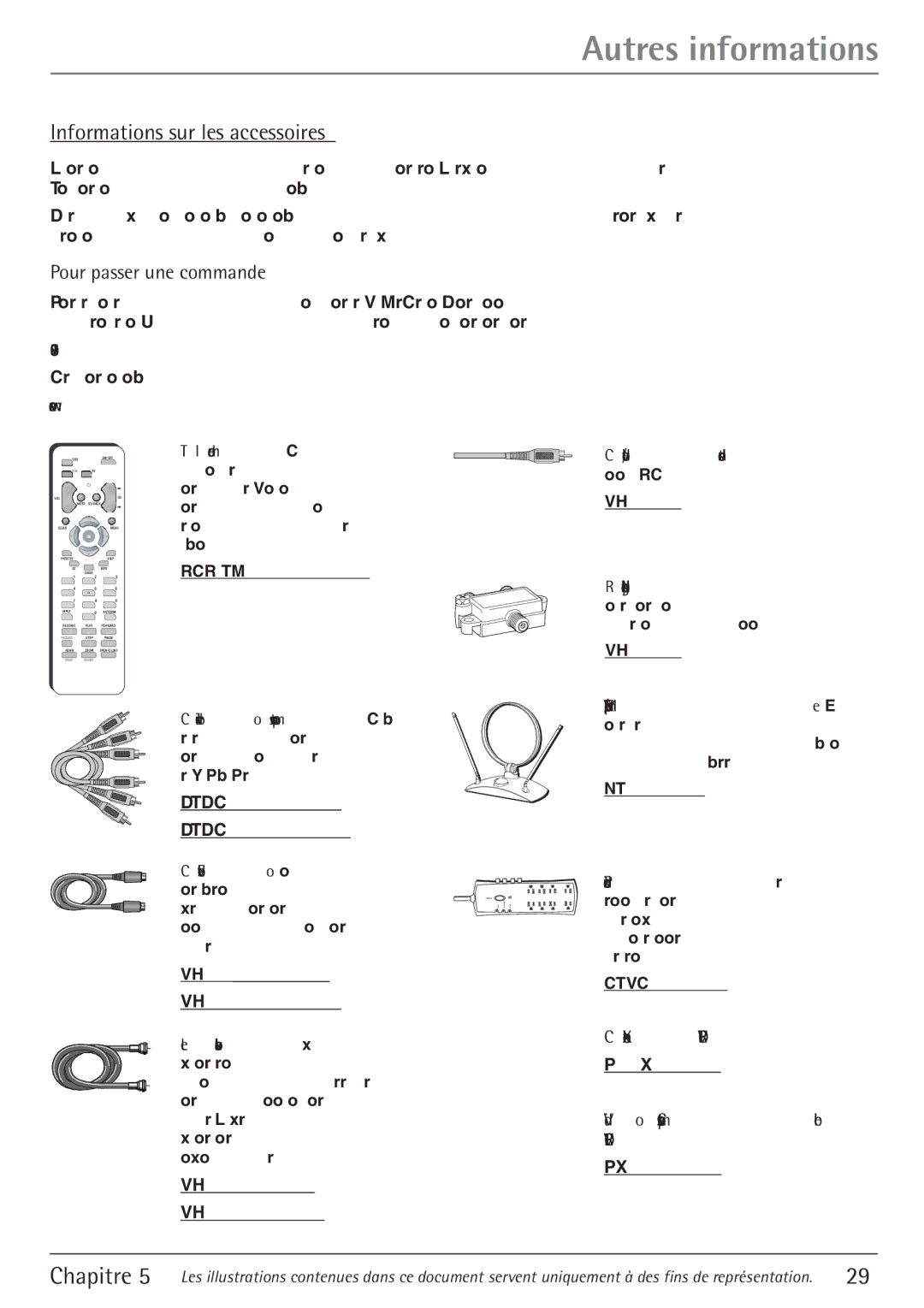 RCA 27V550T manual Informations sur les accessoires, Pour passer une commande, 800, Câble Xbox à Vport 