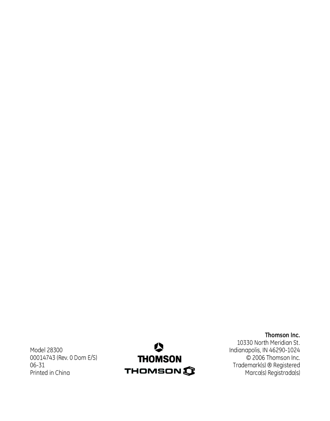 RCA 28300 setup guide Thomson Inc 